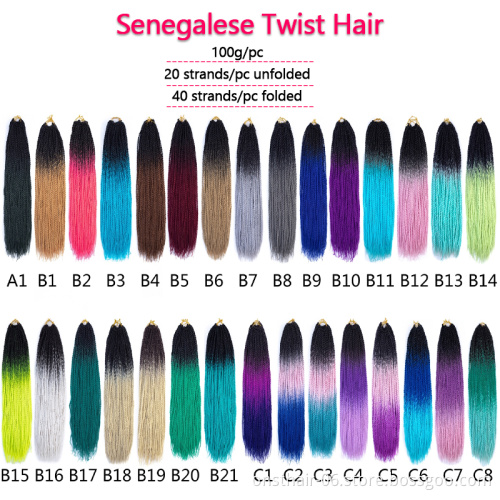 Senegalese Twist Hair Synthetic Hair Extension Crochet Braids 29 Colors Braid Twsits For Black Women Braiding Hair Extensions